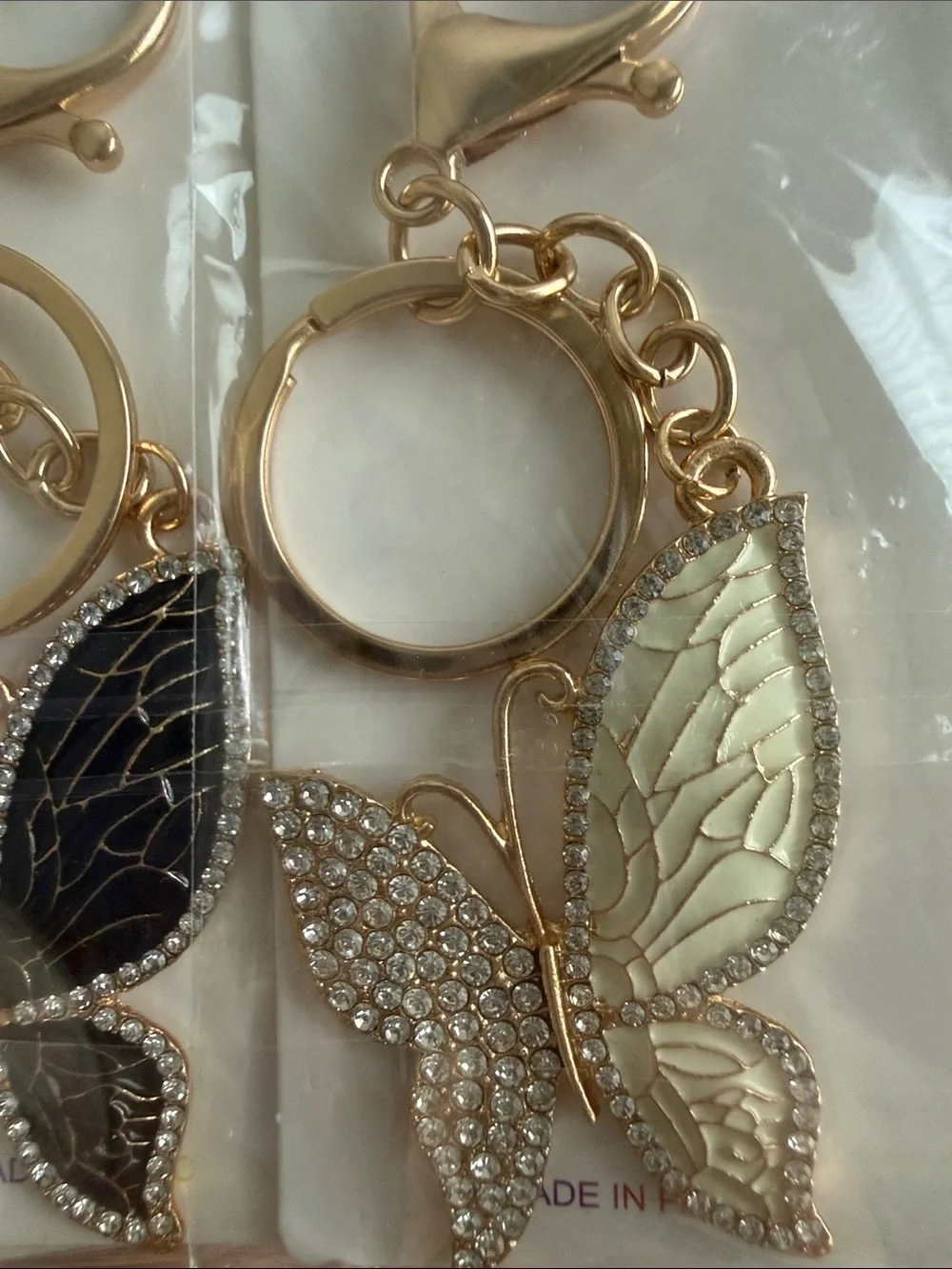 3 for $10 Enamel & Rhinestone Butterfly Keychains - Gold Tone NWT